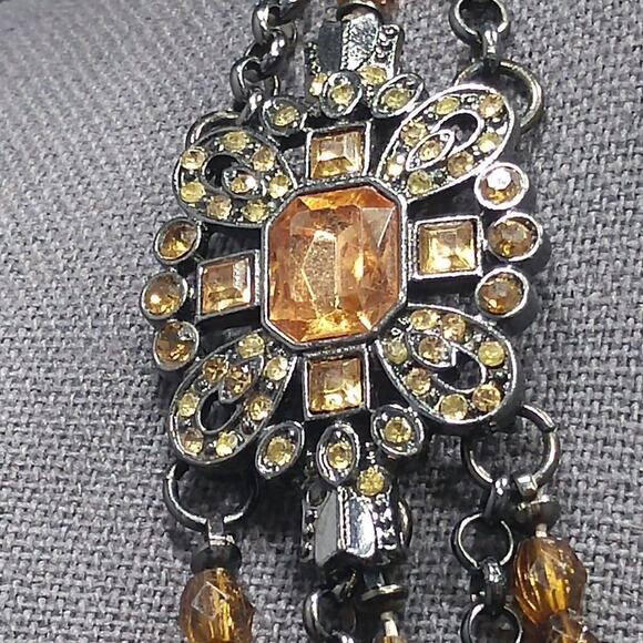 New York & Co. Topaz Beaded Rhinestone Necklace, Five Strands, 21 Inches - Picture 3 of 7